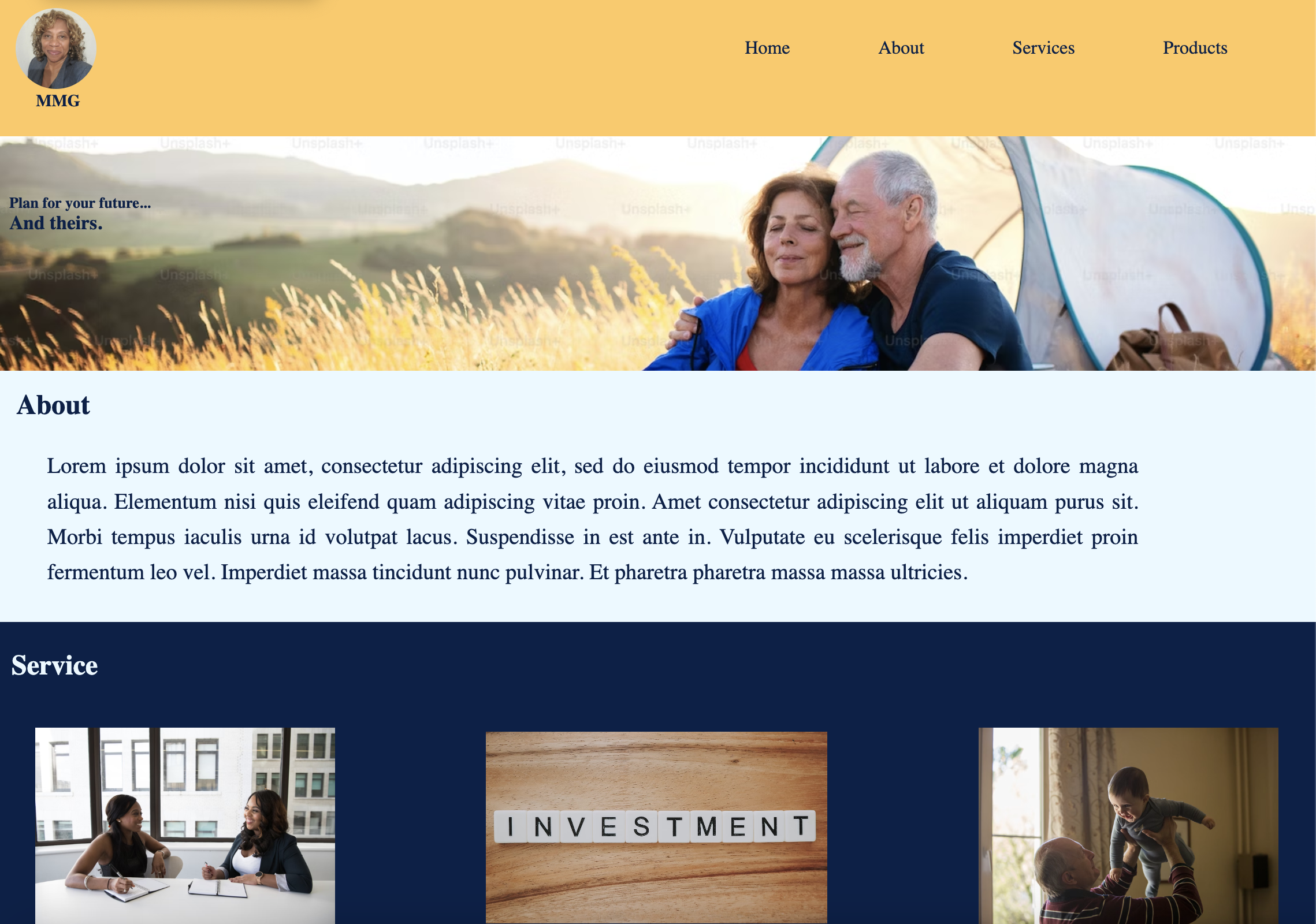 Image of MMG Financial web page.